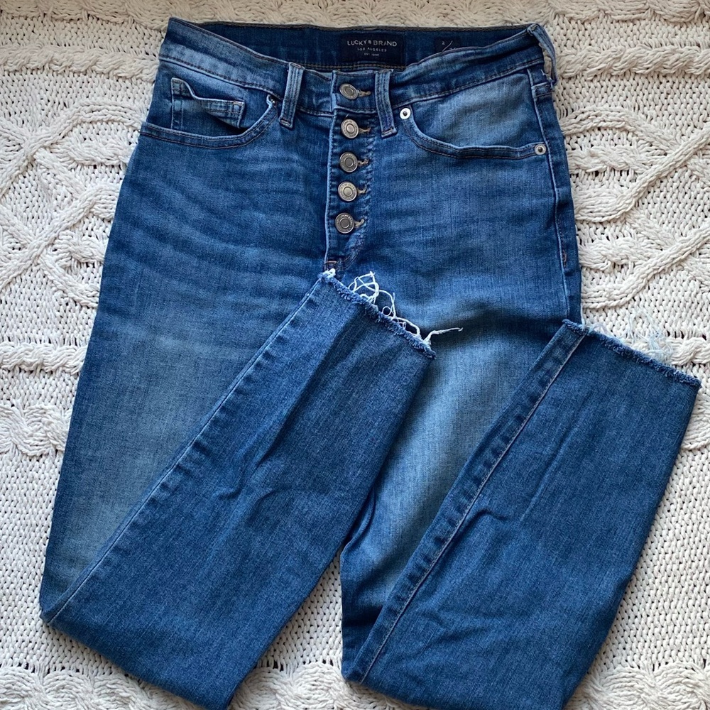 Lucky Brand High Rise Button Fly Blue Jeans Size 2